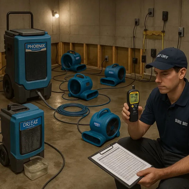 Structural Drying and Dehumidification process in Lenexa, KS